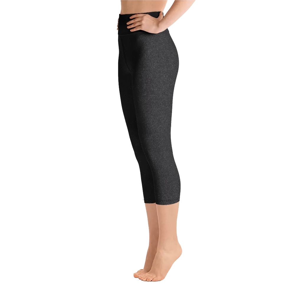 Black Denim Jean 249 Capri Yoga Pants