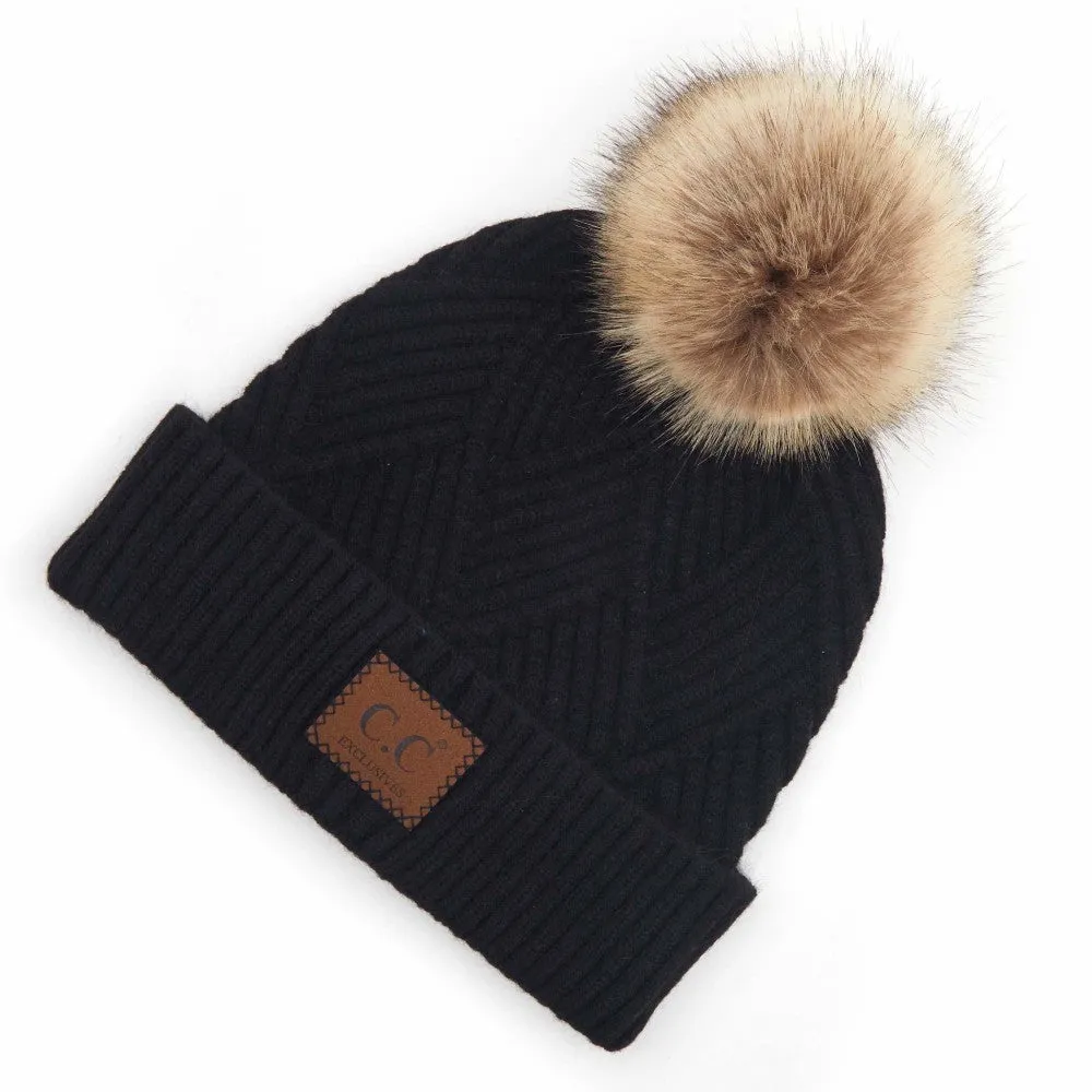 Black Pom Beanie C.C Brand
