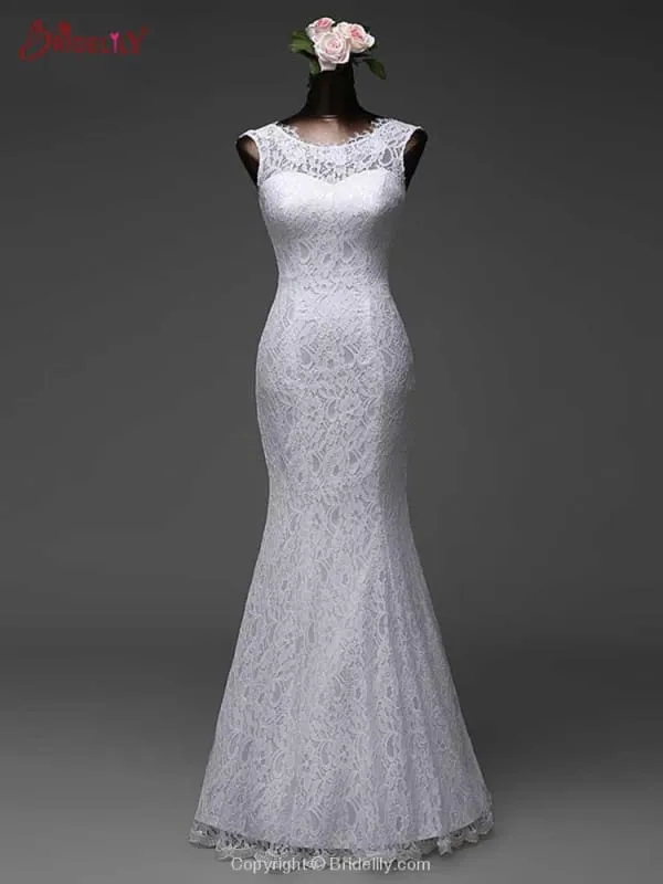 Elegant Bow Lace-Up Tulle Mermaid Wedding Dresses