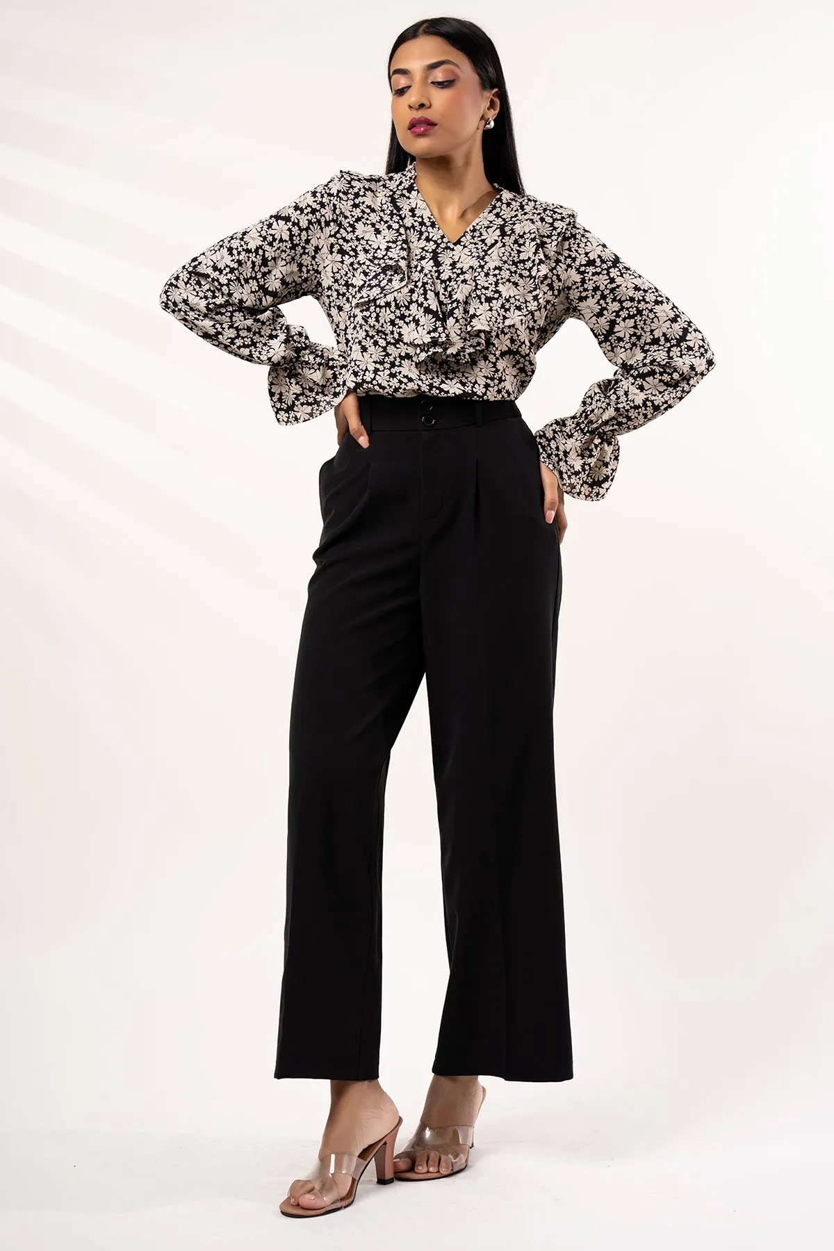 Envogue Women's Wide Legg Plain Office Pant