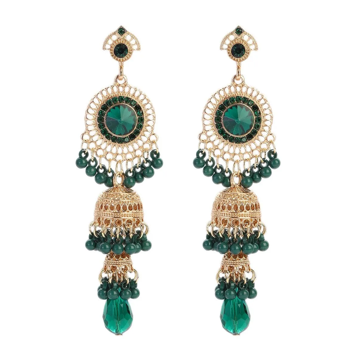 Faux Pearl Decor Jhumka Drop Earrings (E839)