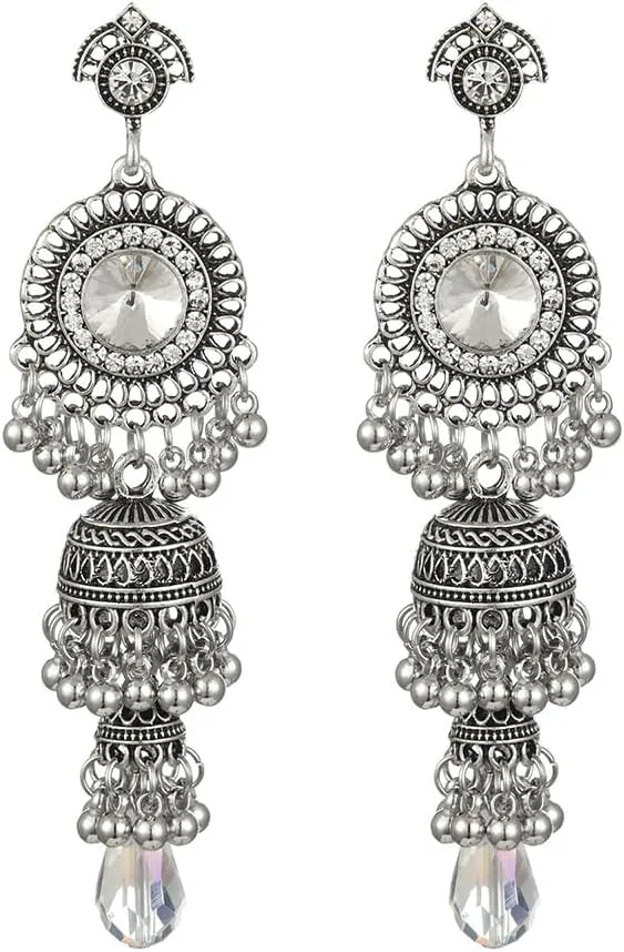 Faux Pearl Decor Jhumka Drop Earrings (E839)
