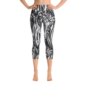 Fused Black & White Capri Yoga Pants