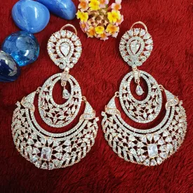 Gold Color American Diamond Contemporary Earrings (E188)