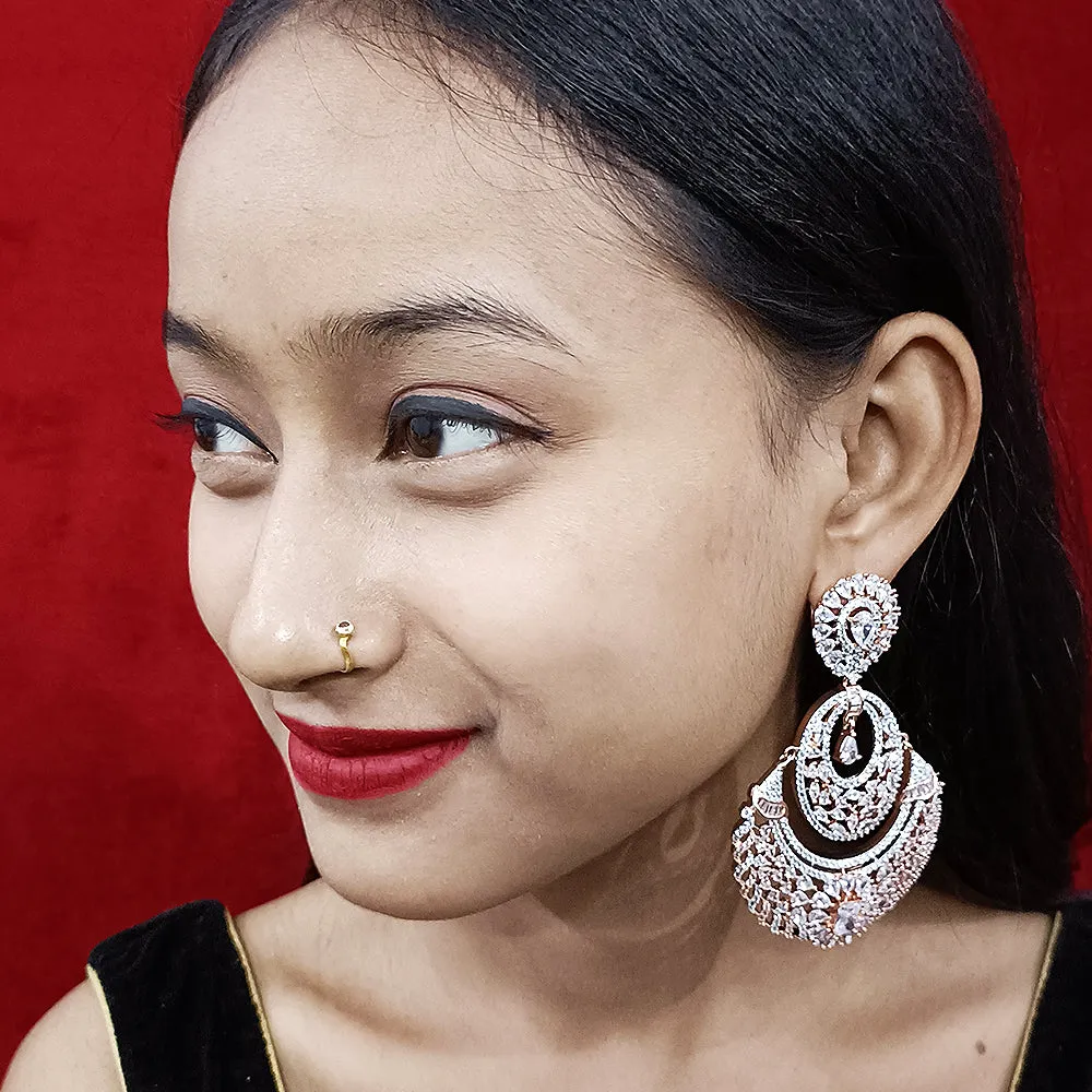 Gold Color American Diamond Contemporary Earrings (E188)
