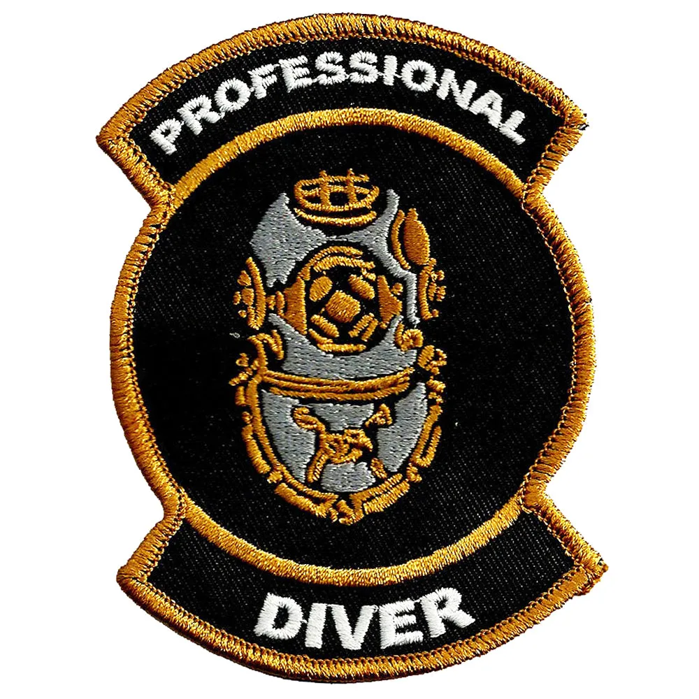 Professional Diver Patch Scuba Diving Embroidered Iron On Hat Helmet Emblem MKV