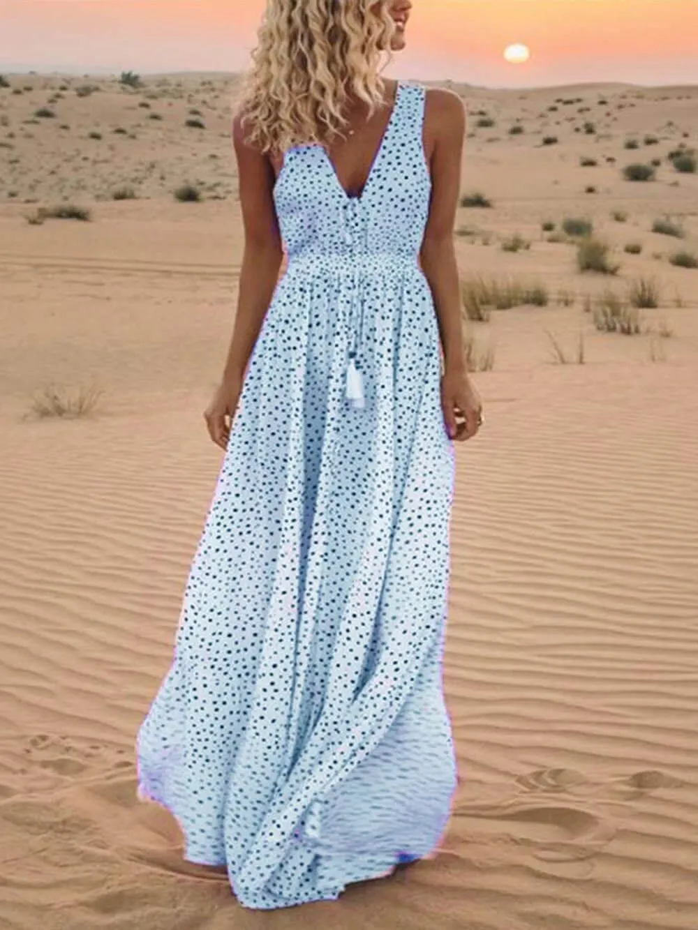 SereneSilhouette Women's Sleeveless Maxi Dress  Elegant Summer Attire