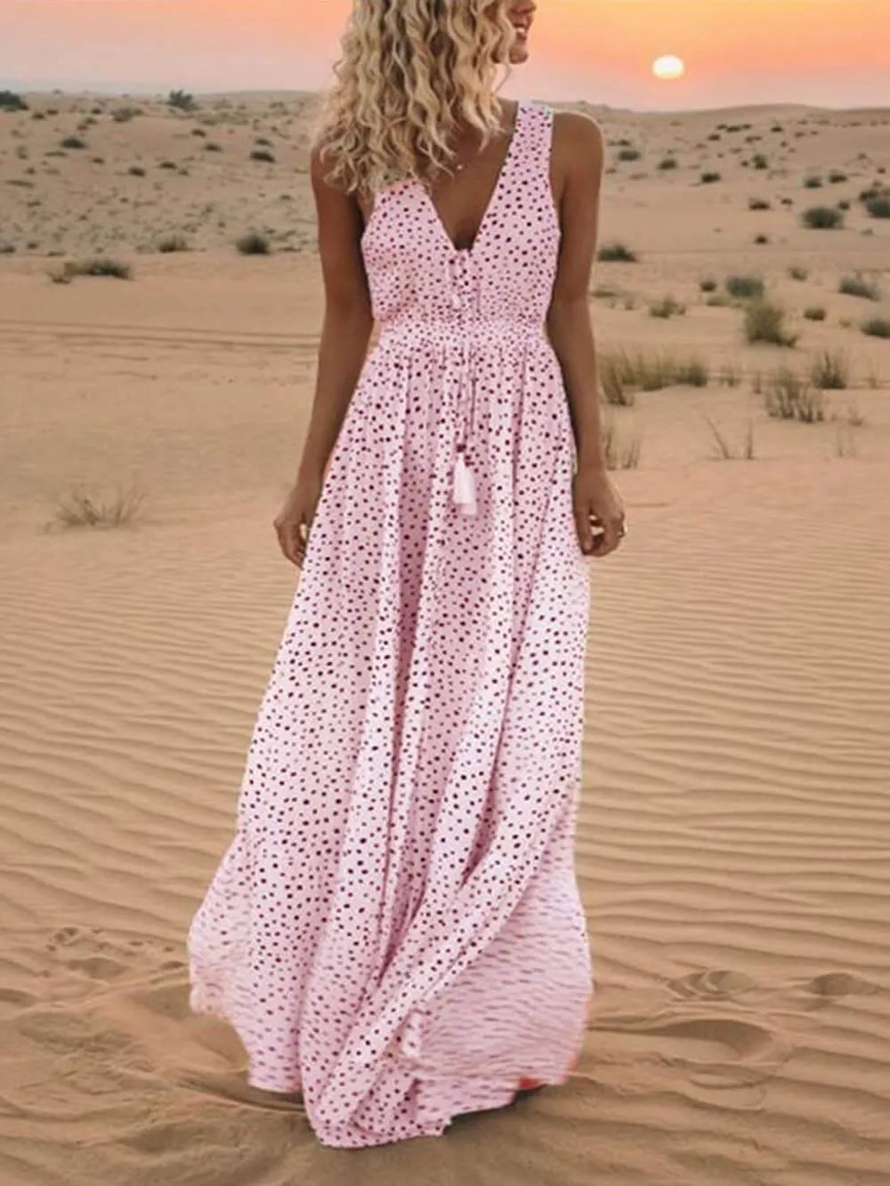 SereneSilhouette Women's Sleeveless Maxi Dress  Elegant Summer Attire