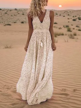 SereneSilhouette Women's Sleeveless Maxi Dress  Elegant Summer Attire
