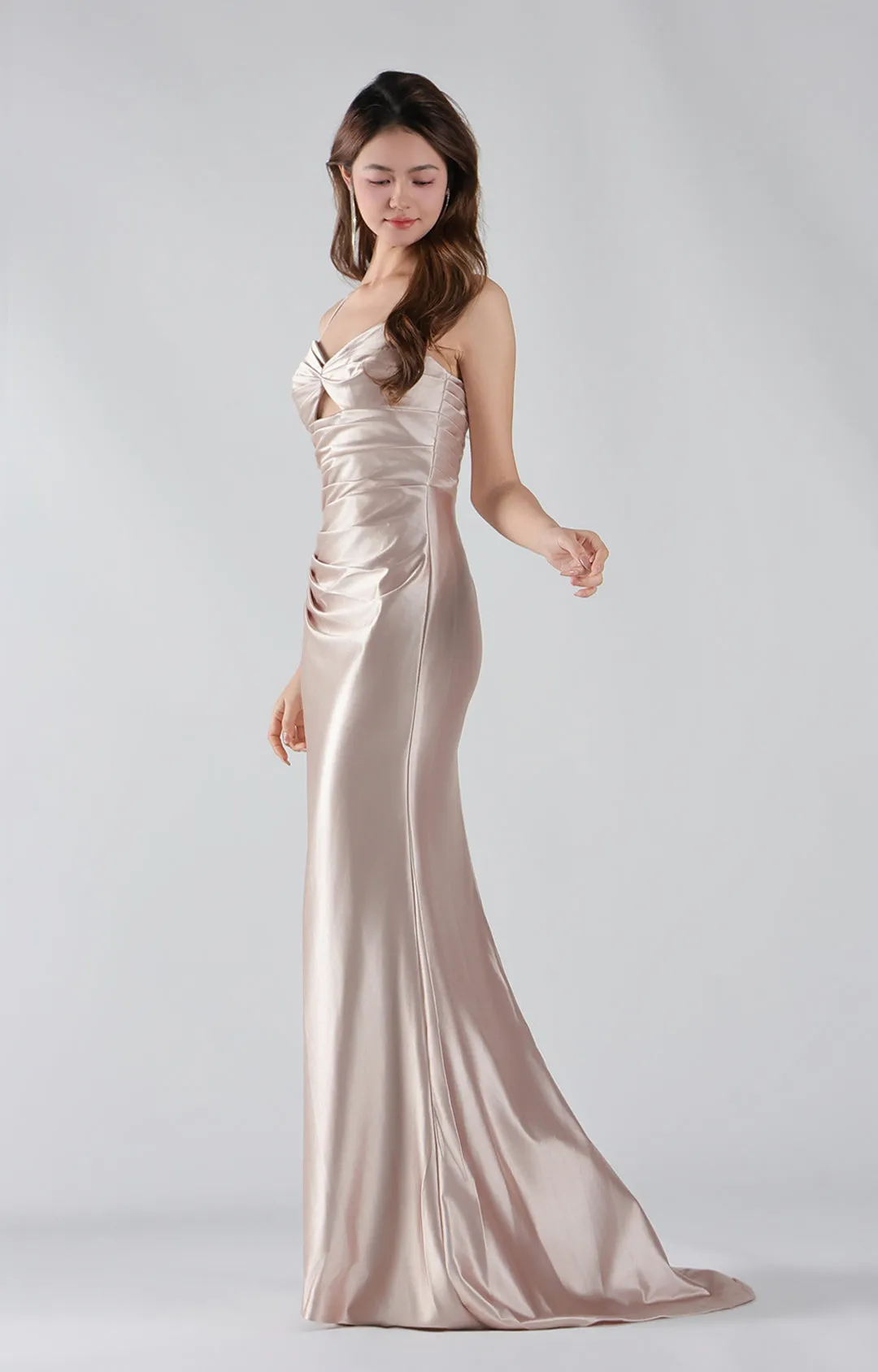 Sweetheart Neck Waist Cutout Pleated Fishtail Dresses