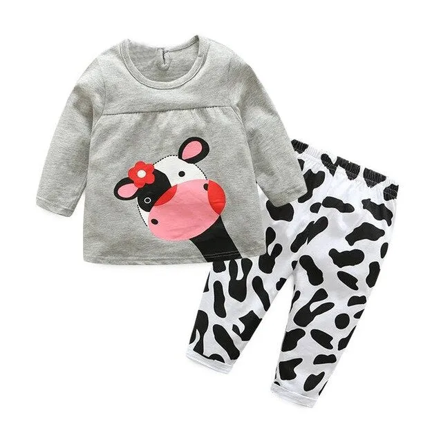 Top and Top Fashion Cute Baby Girl Clothes Long Sleeved Ruffle Dress Tshirt Bowknot Leggings Pants Toddler Girls Outfit Set