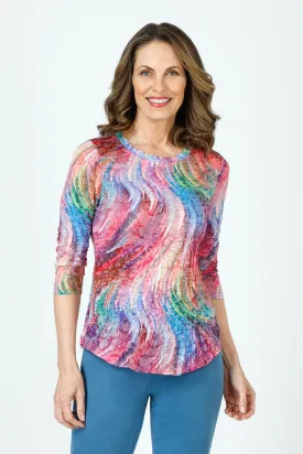 Top Ligne Rainbow Swirls Crew Top