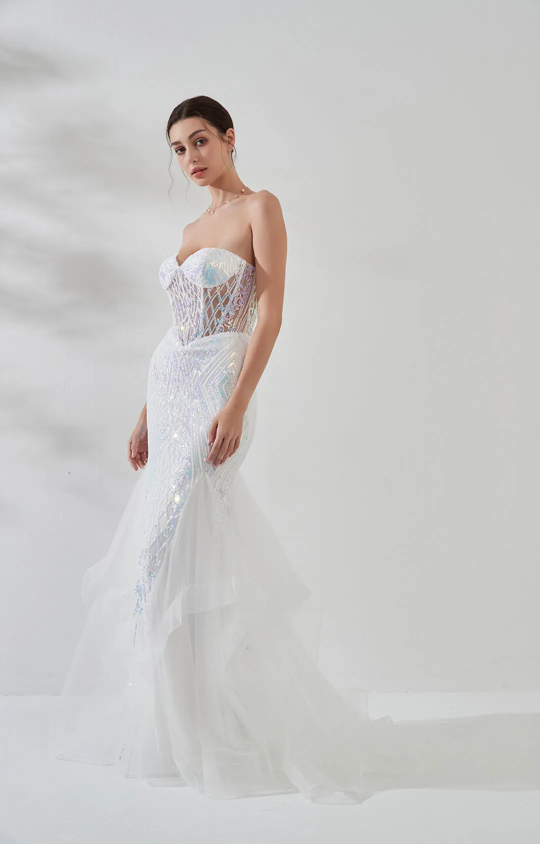 Tube Top Sparkling Sequins Mermaid Tulle Prom Dress