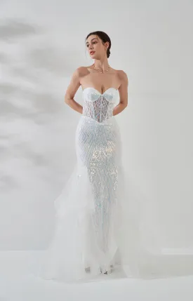 Tube Top Sparkling Sequins Mermaid Tulle Prom Dress