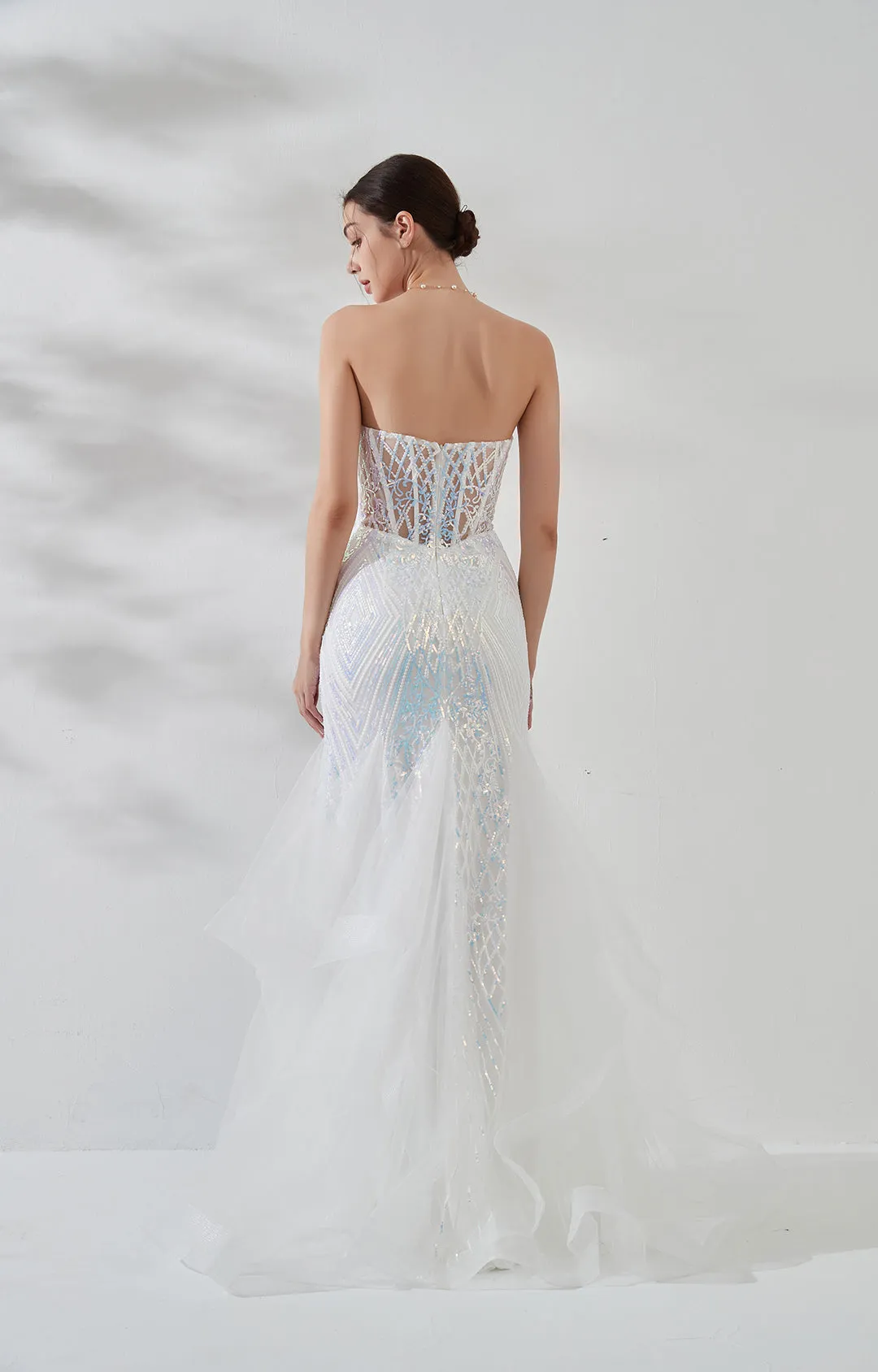 Tube Top Sparkling Sequins Mermaid Tulle Prom Dress